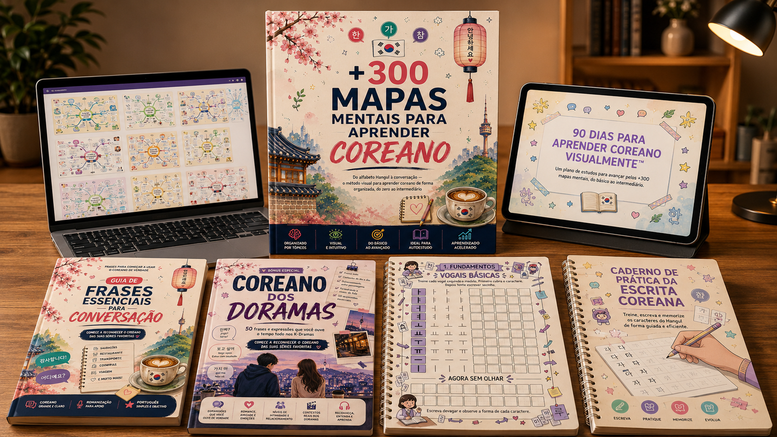 Pacote completo de materiais para aprender coreano