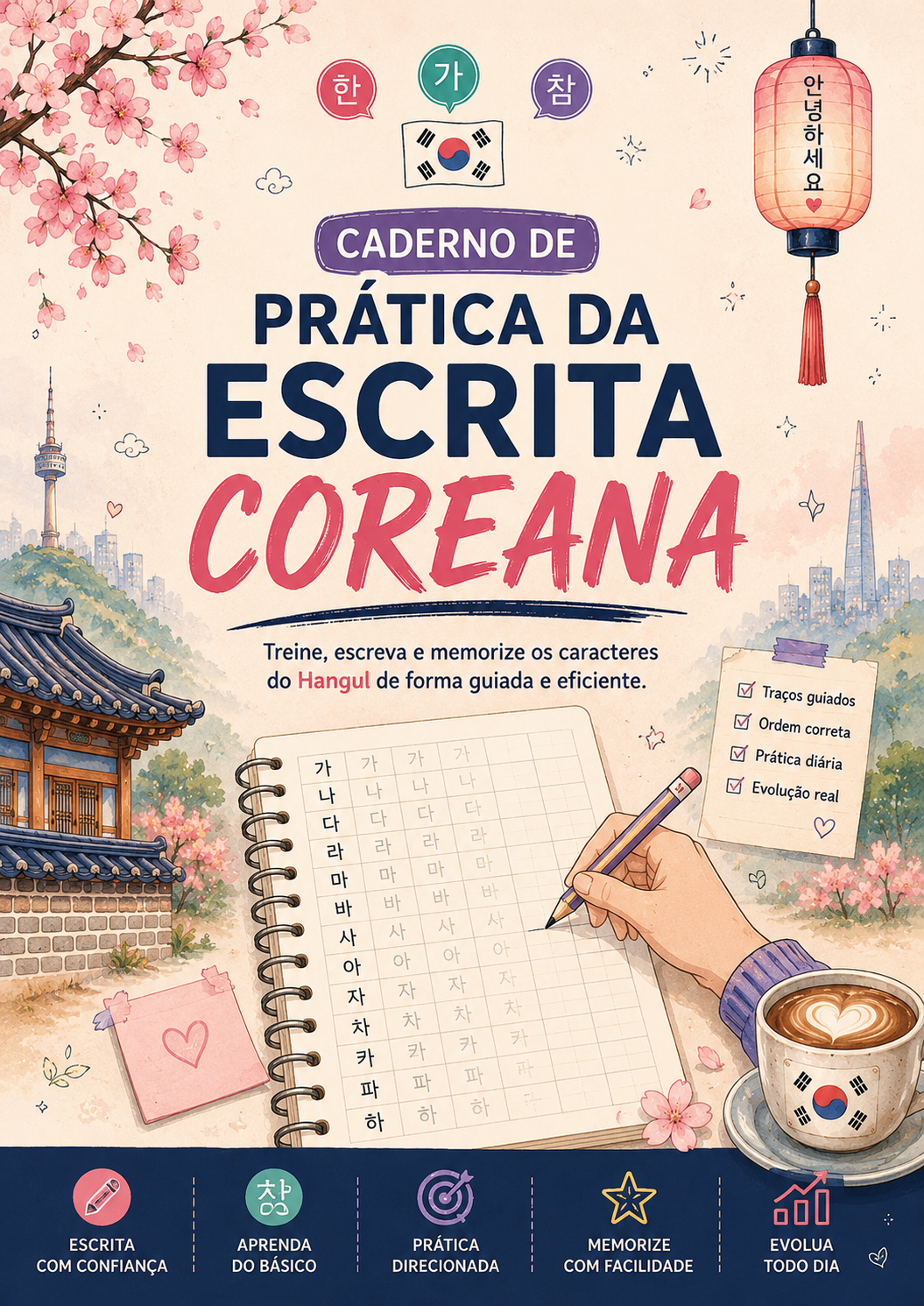 Caderno de Prática da Escrita Coreana