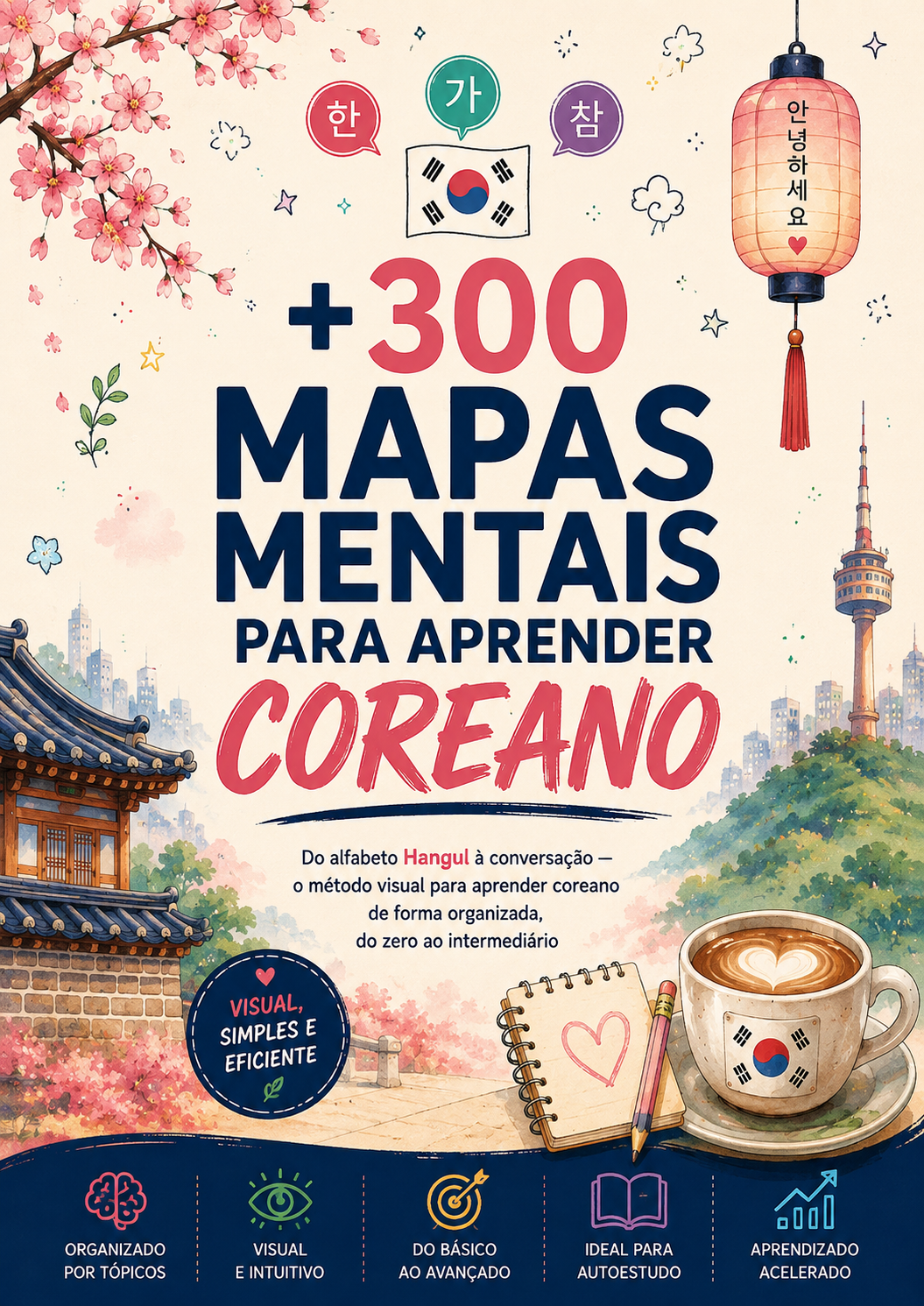 +300 Mapas Mentais para Aprender Coreano
